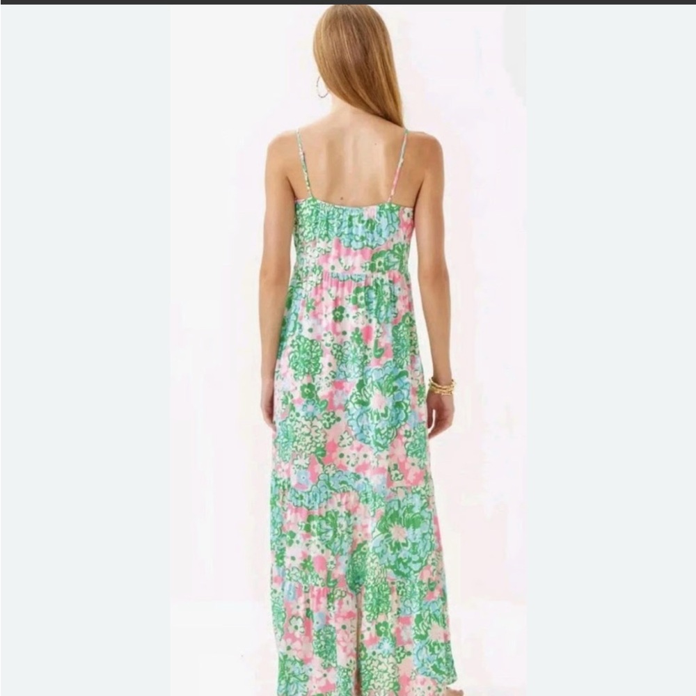 NWT Large Lilly Pulitzer Teresa Maxi Dress Multi Plumes In Bloom - Picture 2 of 5